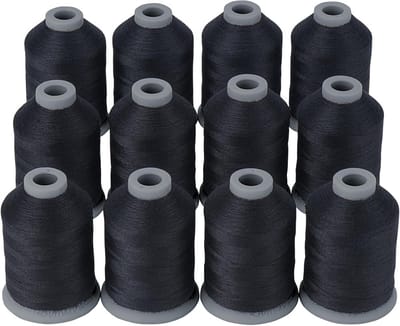 Naaigaren Set - Polyester Garen - Kleding Repareren - Sterk Duurzaam Materiaal - 12 Spoelen - Zwart
