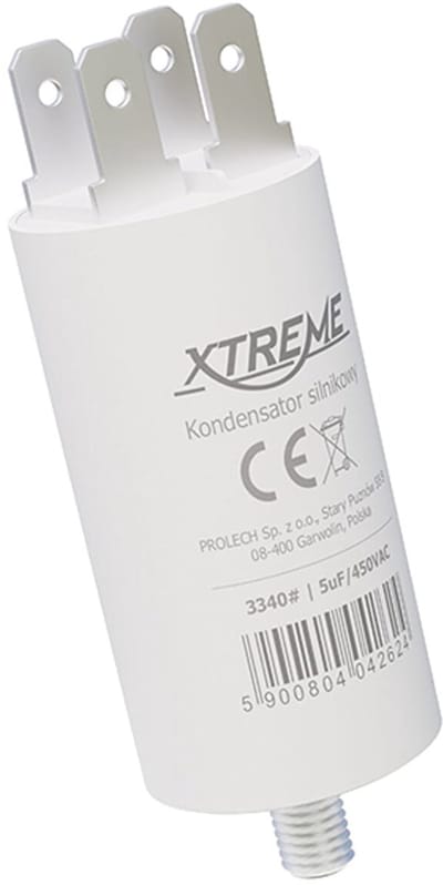 XTREME Motorcondensator 5µF 450V AC - Met Faston Aansluitingen - Start/Bedrijf
