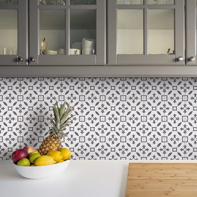 Zelfklevende tegelmuurstickers voor keuken en badkamer - 24 cementtegelstickers, Azulejos Erica - 24 stickers, 10x10cm