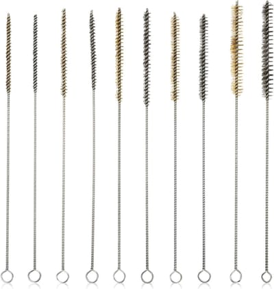 Set van 10 Messing Buisborstels, 30 mm, Voor het Reinigen van Boorgaten en Cilinders, Effectieve Borstels voor Staal en Buisreiniging