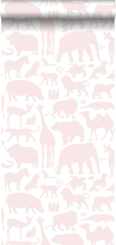 ESTAhome behang dieren zacht roze - 53 cm x 10.05 m - 139052
