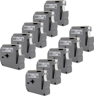 DULA Brother Compatible label tape- M-K121 - 10 cassettes - Brother P-Touch - Zwart op transparant - 9mm x 8m