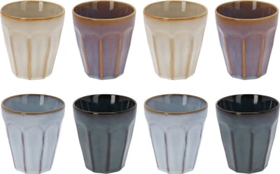Excellent Houseware Keine luxe gekleurde porseleinen koffiekopjes - set 8x stuks - 250 ml - Lungo bekers