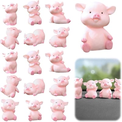 Geluksvarkentjes Miniaturen - 16 Stuks voor Taartdecoratie en Feestjes