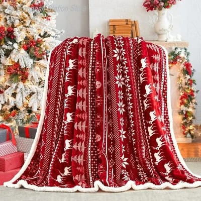 ACEP Kerstplaid - Deken - Kerst - Fleecedeken - Plaids - 75x100CM - Fleece dekens - Zachte fleece deken - Rood - Wit - Baby deken