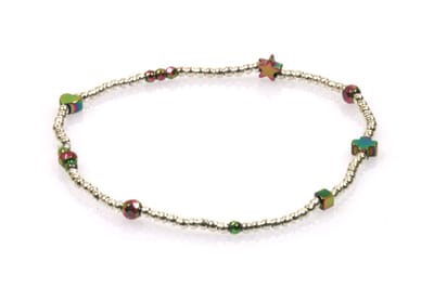 Heaven Eleven - dames - armband - 925 - Sterling - ZILVER - 1mm - hematiet kruis ster - hartje