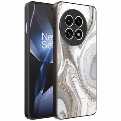 Geschikt voor OnePlus 13R Telefoonhoesje met marmer opdruk - TPU backcover case marble design - Zilver - Smartphonica geschikt voor OnePlus 13R