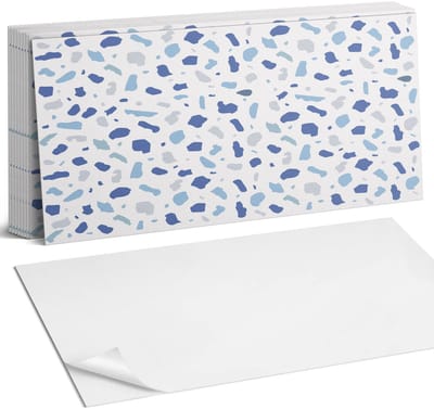 Coloray Plaktegels - Abstract gevlekt patroon Zelfklevende Wandtegels - 40 cm x 20 cm - Blauw Plaktegels - 10 stuks - Rechthoek PVC Tegels - Plaktegels Badkamer - Vloertegels Zelfklevend - Vinyl Tegels Zelfklevend - Portugese Tegels
