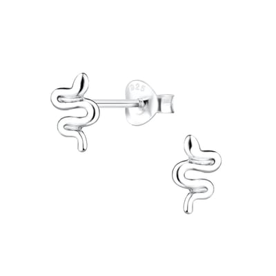 Joy|S - Zilveren slang oorbellen - 8 x 5 mm