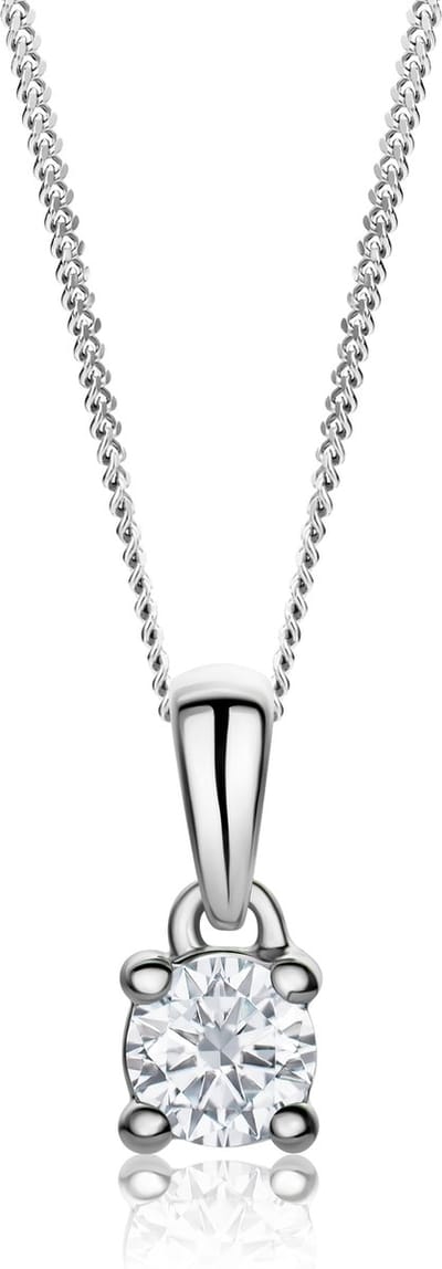 Miore Pure Collier Ketting - Gemaakt van 14 Karaat Goud - Met Diamanten - Handgemaakte Sieraden - Met Hanger - Elegante Dames Sieraden - 45 cm
