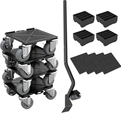 Set van 4 Meubelrollers met 360° Draaiende Wielen en Rem - Zware Lasten Verplaatsen tot 454 kg