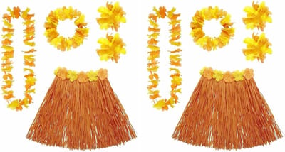 Widmann Hawaii verkleedset - 2x - voor dames - oranje - carnaval/themafeest