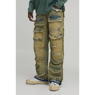 Relaxed Distressed Gewassen Cargo Jeans | Antique Wash | Size 28R