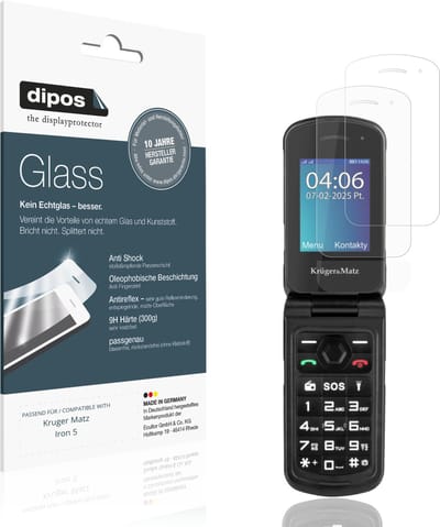 dipos – 2x Matte Pantserfolie geschikt voor Kruger Matz Iron 5 | 9H Screenprotector