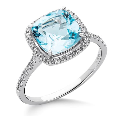 Orphelia RD-3924/52 - Ring - Goud 18 kt - Diamant 0.2 ct / Sky Topaas 2.5 ct - 16.50 mm / maat 52