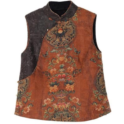 Style Hiver Mis à Jour Fil Nuage Parfumé Coton Couleur Contrastante Gilet Style Classique Tempérament Col Montant Coupe Ajustée Superposé Sans Manches Attache Cheval fo 4XL