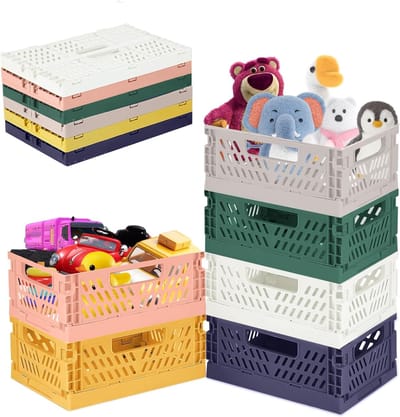 6 stuks vouwkisten, kunststof stabiele opvouwbare vouwboxen, opvouwbare opbergmand, stapelbare vouwkisten, set voor opslag keuken, slaapkamer, werkkamer, kantoor, tuin (30,5 x 20 x 12 cm)