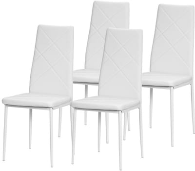 Eetkamerstoel 4-delige set, rugleuningstoel, moderne stijl, woonkamer keukenstoelen, geschikt voor restaurant en hotel 50×41×97 cm wit kunstleer