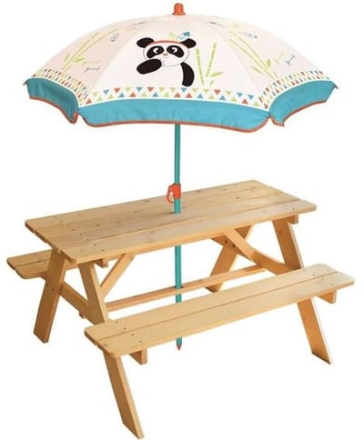 Picknicktafel voor kinderen - FUN HOUSE - INDIAN PANDA - Hout - Inclusief parasol