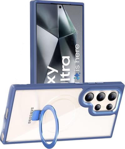 Hoesje Geschikt voor Samsung Galaxy S24 Ultra hoesje - met Magnetisch Ringhouder - Arara backcover - Blauw