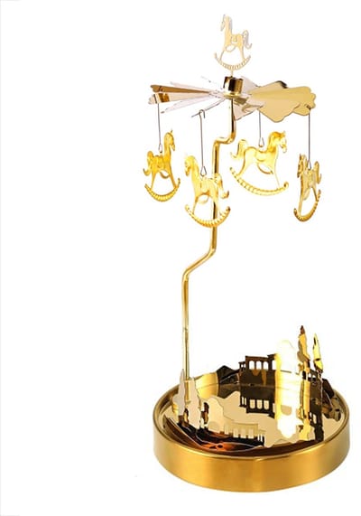 JHUBERS- Kaarsenhouder Draaiend - Kandelaar Metalen Carrousel - Theelichthouder voor Tafeldecoratie - Sfeerschepper - Decoratie voor Valentijnsdag/Kerst
