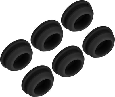 Ronte - Siliconen Gatstoppen 6 stuks | Montage diameter 14 mm | Smalle groefbreedte 2 mm | Ronde afdekking voor kabeldoorvoer | Zwarte afdichting | Keukenbenodigdheden.