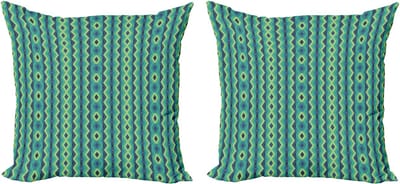 ABAKUHAUS Decoratieve hoekkussenhoes, 2 stuks, Vintage Geometrisch, 50x50 cm, Lichtgroen Zeegroen