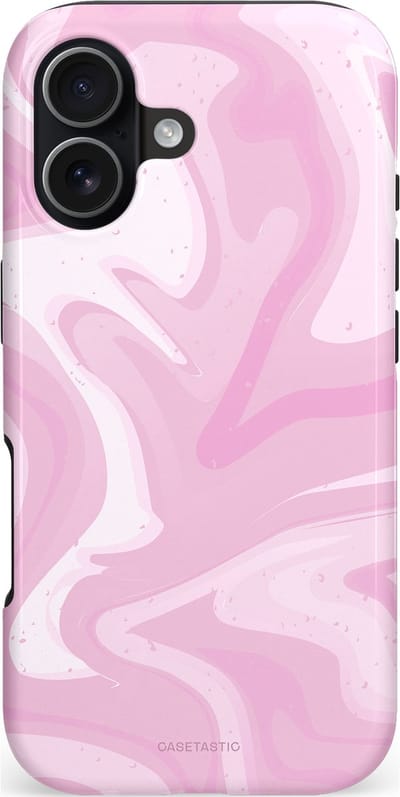 Casetastic hoesje geschikt voor Apple iPhone 17 - MagSafe - Dubbellaagse bescherming - Zoet Roze Marmer - Fashion Case - Lichtroze Wit