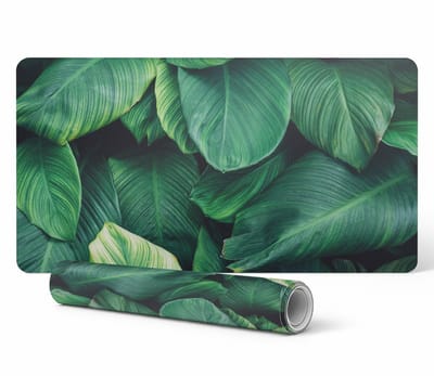 Antislip muis- en toetsenbordmat met tropische bladeren, 90x45 cm