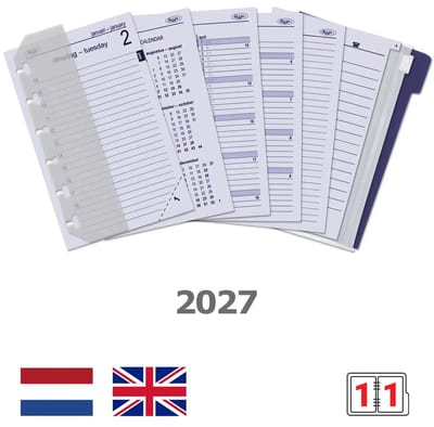 Kalpa 6331-27 125 x 80 mm Pocket Planner Organizer Vulling 1 Dag per Pagina Jaardoos EN NL 2027