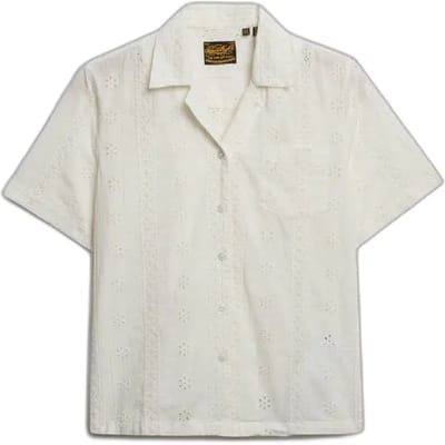 Superdry Heritage Broderie Overhemd Met Korte Mouwen Beige S Vrouw