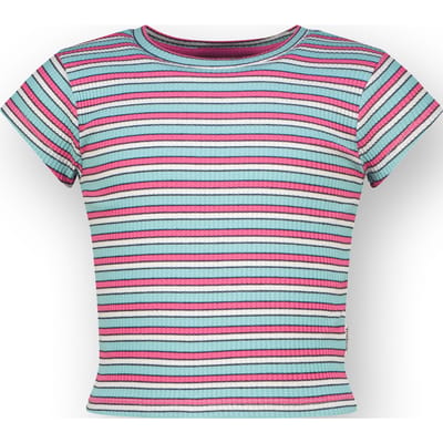 T-shirt Basic rib crop striped tee