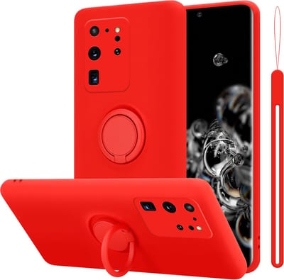 Cadorabo Hoesje geschikt voor Samsung Galaxy S20 ULTRA in LIQUID ROOD - Beschermhoes van flexibel TPU silicone Case Cover met ring