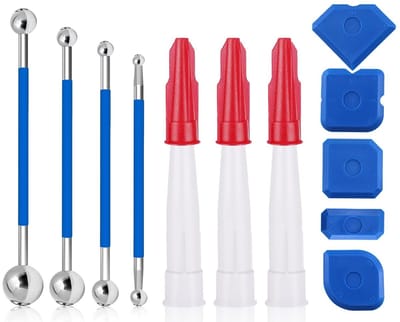 Dailygoody - Schraperset - Voegengladmaker - 12-delige set voor voegen en afdichten - Multifunctioneel - Voor badkamer en keuken - Siliconen voegentre...