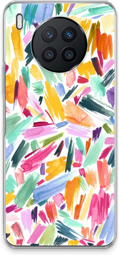 Case Company® - Hoesje geschikt voor Huawei Nova 8i hoesje - Watercolor Brushstrokes - Soft Cover Telefoonhoesje - Bescherming aan alle Kanten en Schermrand