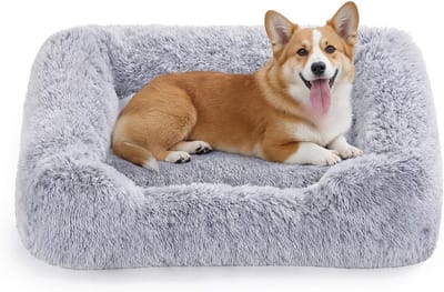 Famanu – Hondenbed 91 x 68 x 18 cm – Zachte Vulling met Opstaande Randen -Afneembare Hoes en Antislip Onderzijde