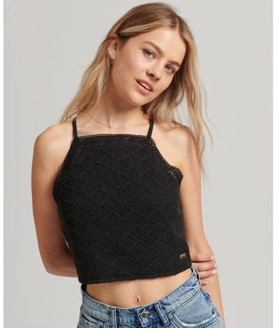 Superdry - Kort Vintage gehaakt topje - Dames - Tops