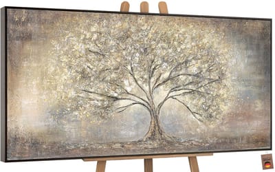 Canvas schilderij groot handgeschilderd gouden boom boom natuur luxe – YS-Art Gallery – Luxe wanddecoratie voor woonkamer – Modern schilderij voor slaapkamer en kantoor