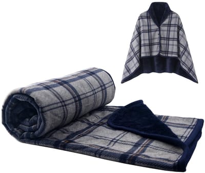 Allecto - Dames poncho fleece draagbare deken - Geruite schootdeken - Comfortabele poncho met knopen - Uniseks - Pluche deken voor bed en bank - Id...