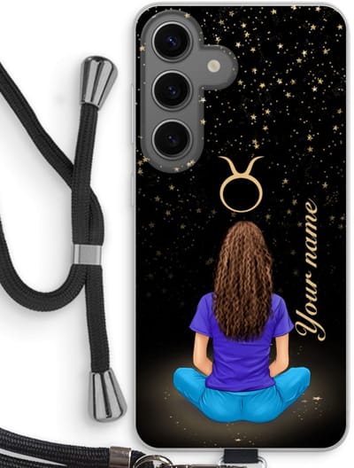 Gepersonaliseerd - Case Company® - Hoesje met koord geschikt voor Samsung Galaxy S24 hoesje met Koord - Sterrenbeeld N°4 - Telefoonhoesje met Zwart Koord - Bescherming aan alle Kanten en Over de Schermrand