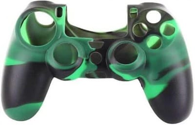 KELERINO. Beschermingshoesje geschikt voor Playstation 4 Controller Siliconen - Camo Zwart/Groen