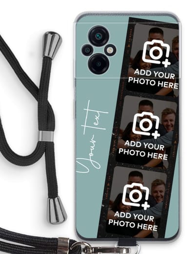 Gepersonaliseerd - Case Company® - Hoesje met koord geschikt voor Xiaomi Poco M5 hoesje met Koord - Filmrol N°1 - Telefoonhoesje met Zwart Koord - Bescherming aan alle Kanten en Over de Schermrand