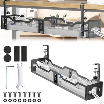 Onderste Plank voor Kabelbeheer onder Bureau, Desk Organizer, Kabelorganisatie zonder Boren, Ideaal voor Kantoor en Thuisgebruik