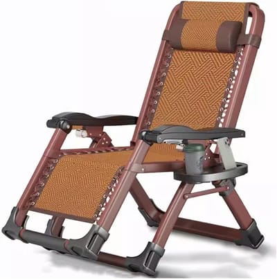 Opvouwbare Loungestoel - Campingbedje Buitenbed - Ontspannen Buiten Zitten - Verstelbare Rugleuning Voetsteun - 93x67x15cm Opgevouwen