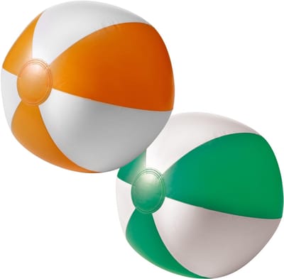 Impression Strandbal - opblaasbaar - zwembad speelgoed - oranje / groen set - D26 cm
