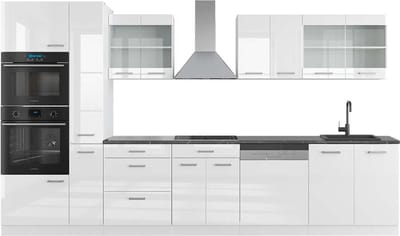 Vicco R-Line Complete keukeneenheid – 350 cm met hoge kast, WB Antraciet Wit hoogglans/wit