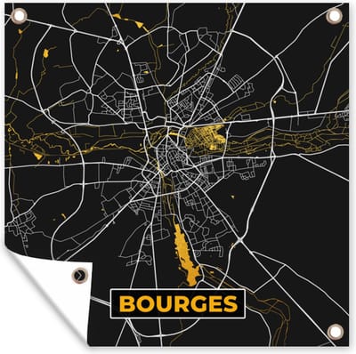 Tuin poster Frankrijk – Bourges – Stadskaart – Plattegrond – Kaart - 200x200 cm - Tuindoek