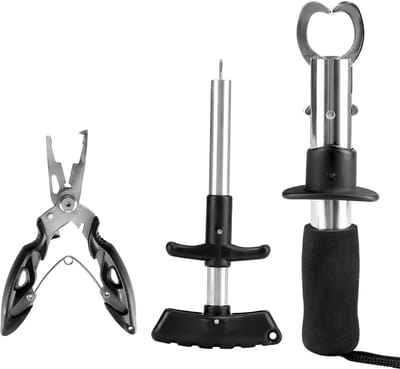 3-delige Visgereedschap Set, RVS Vissers Tang, Haak Verwijderaar met EVA Handvat voor Zoet- en Zoutwater Vissen, Perfect voor Hengelsport en Outdoor Activiteiten
