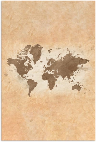 Poster 120x180 cm - Wereldkaart - Beige - Bruin - Posters - Kamer decoratie - Wanddecoratie woonkamer - Muurdecoratie slaapkamer XXL