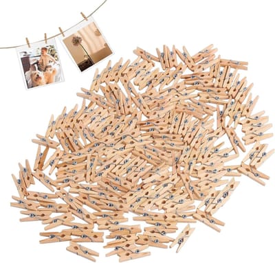 Houten Wasknijpers - Mini Klemmen - Foto Decoratie - Natuurlijk Hout - 2.5 cm - Houtkleur